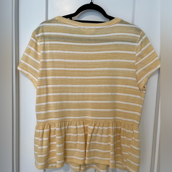 LC Lauren Conrad: Short Sleeve Tee: Yellow Stripe: Large - Picture 2 of 6